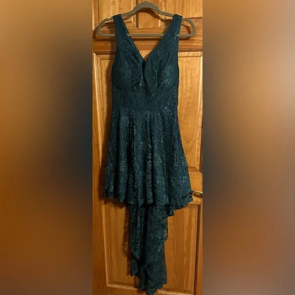 VENUS | Dresses | Dark Green Lace High Low Elegant Dress | Poshmark